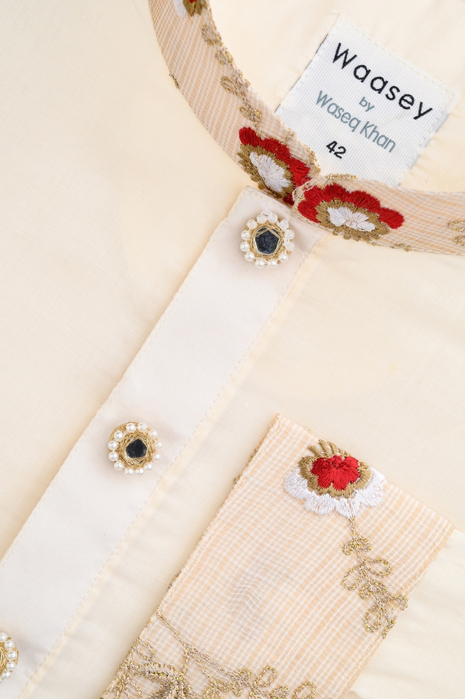 Cream Panjabi with Ornate Embroidery